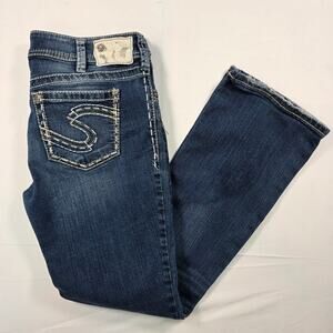 Silver Jeans Suki Blue Denim Womens Size 31x32 Bootcut Embroidered Back Pockets